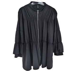 Retail $168 By JJ Black Tiered Ruffle Sleeve Full Zip Jacket Mock Neck Men Large